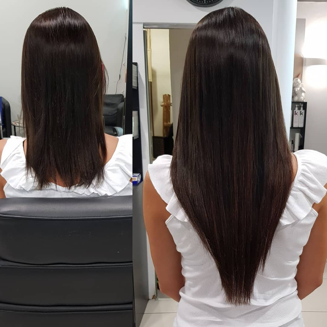 Smart Square Hair Fixing ladies brown hair extensions before and after result
